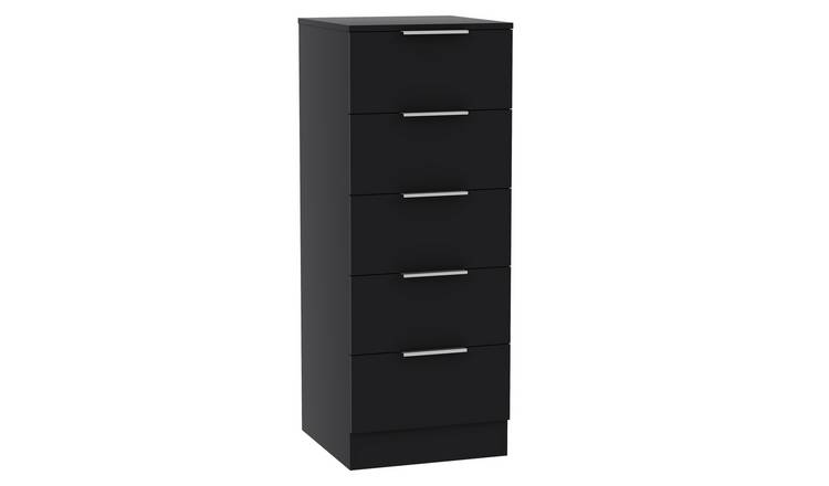 Vida Designs Trega 5 Drawer Narrow Chest - Black