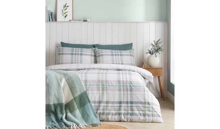 Catherine Lansfield Cartmel Check Duvet Cover Set - Single - Green