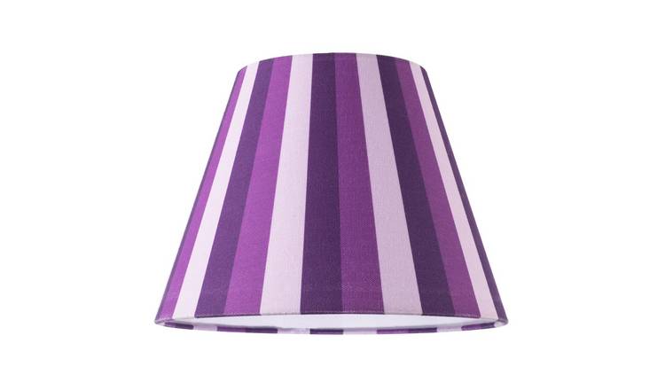 Happy Homewares Multi Purple Tone Striped Linen Coolie Lampshade - 25cm