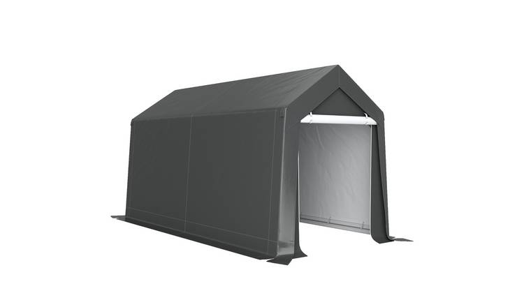 Outsunny Galvanised Steel Portable Garden Storage Tent - Dark Grey