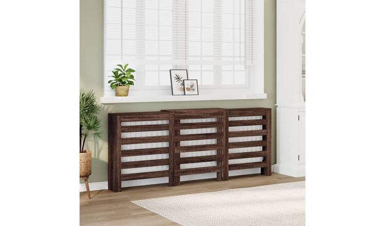 Walplus Engineered Wood Radiator Cover - Brown Oak - 205 x 21.5 x 83.5 cm