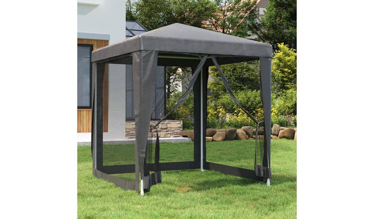 Walplus 2 x 2 m HDPE Party Tent with 4 Mesh Sidewalls - Anthracite