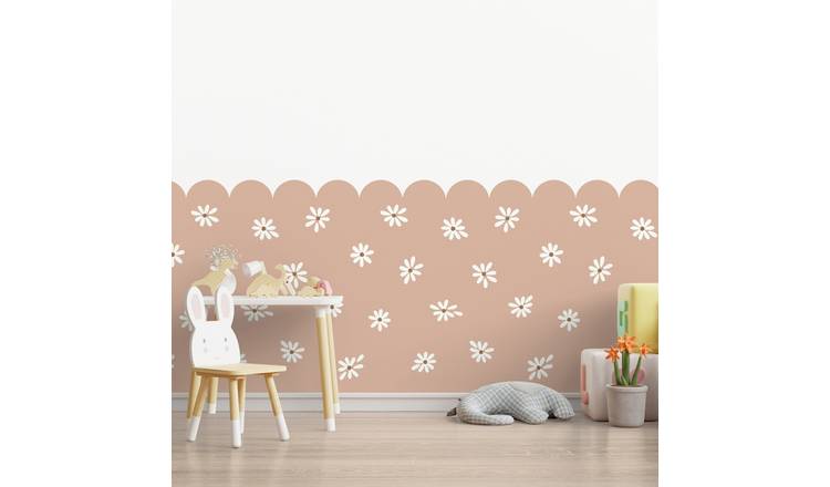 Grandeco Nursery Scallop Daisy 4 Lane Repeatable Wallpaper Mural - 2 x 2.8m