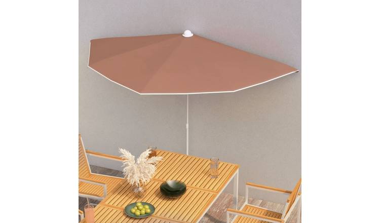Walplus Polyester Garden Parasol - Terracotta - 180 x 90 x 195 cm