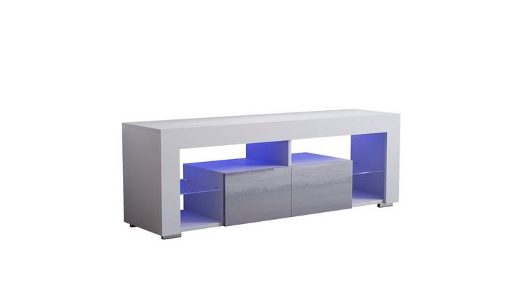 Vida Designs Luna 2 Drawer LED TV Unit - White & Grey