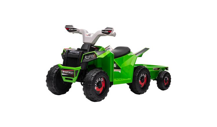 HOMCOM 6V 18 to 36 Months Trailer Electric Ride on Quad Bike – Green