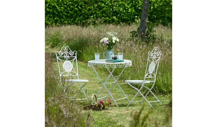 Dibor Cast Iron Folding Bistro Set - White