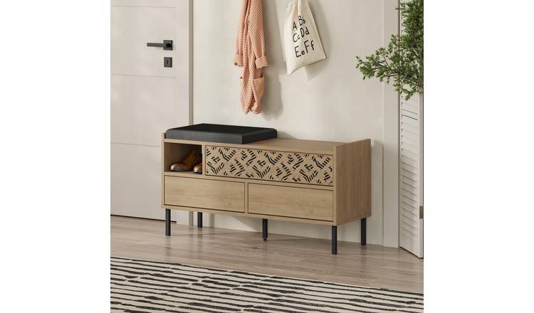 Decortie Heaton Particleboard Storage Bench - Oak
