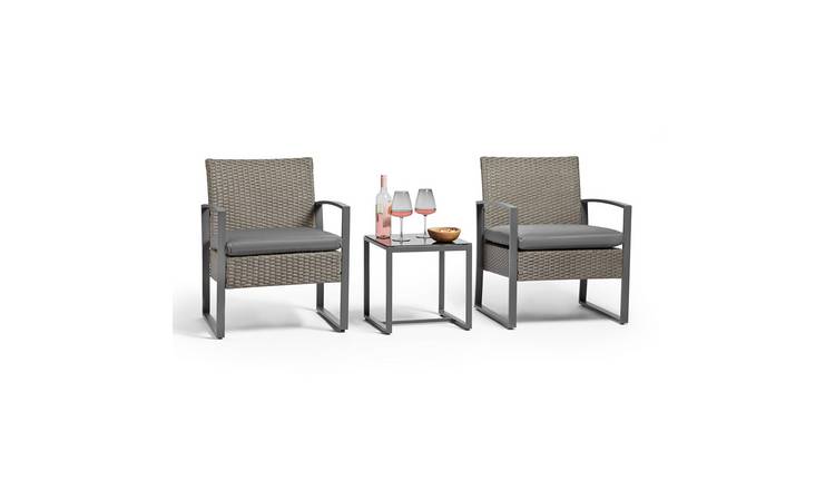 Vonhaus Kuta Rattan Effect Garden Bistro Set - Grey