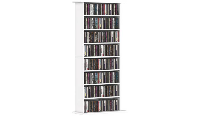 HOMCOM 8 Tier Adjustable CD Storage Shelfs - White