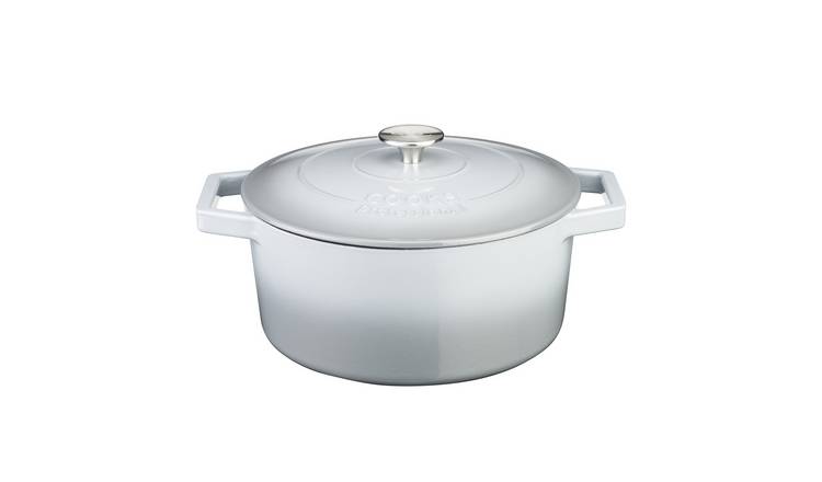 Cooks Professional 20cm Cast Iron Casserole Dish with Lid - Grey