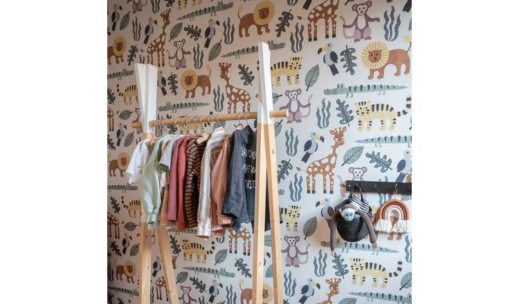 Grandeco Nursery Zoo 4 Lane Repeatable Wallpaper Mural - 2 x 2.8m