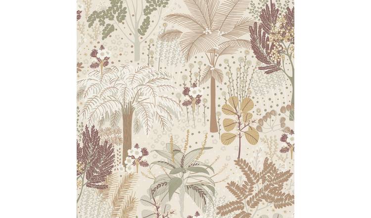 Grandeco Louan Floral Foliage Metallic Textured Wallpaper - Neutral