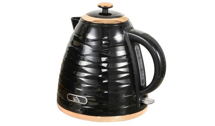 HOMCOM Cordless Electric Kettle - Black Water Ripple Texture