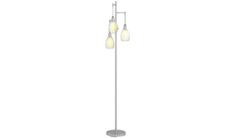 HOMCOM 3-Light Dimmable Steel Floor Lamp - Silver