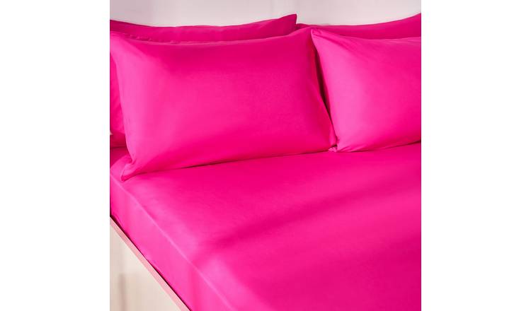 OHS Easy Care Polycotton Deep Fitted Bed Sheet Hot Pink - King