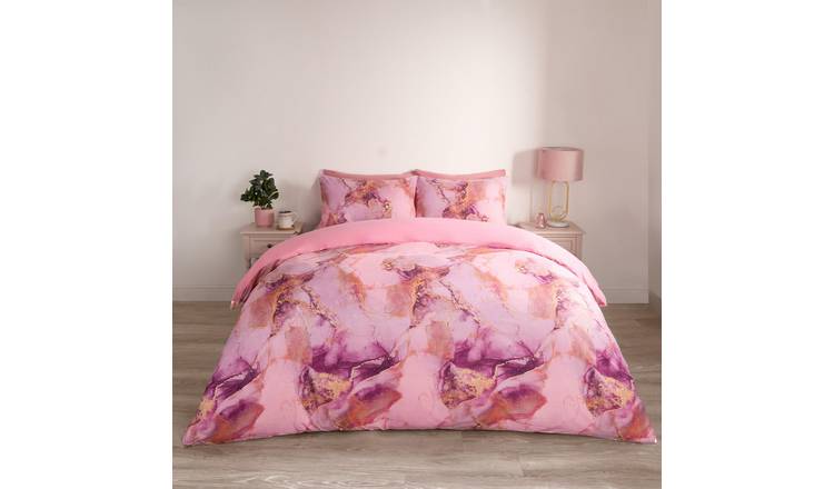 OHS Marble Duvet Cover Set Bedding Reversible Blush - King