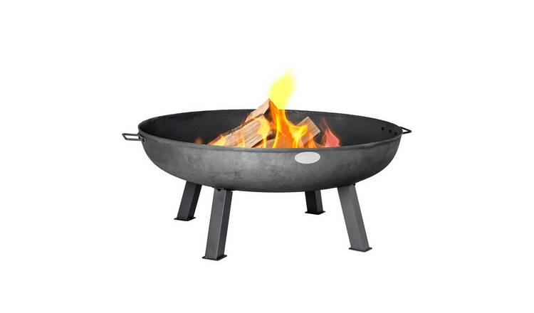 Harbour Housewares Cast Iron Garden Fire Pit - Grey - 100cm