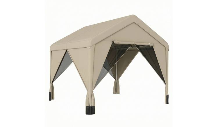 Outsunny Galvanised Steel Pitched Roof Gazebo – Khaki