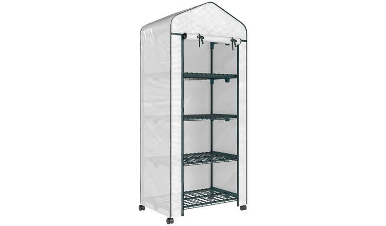 Outsunny 4 Tier Metal Frame Mini Greenhouse - White