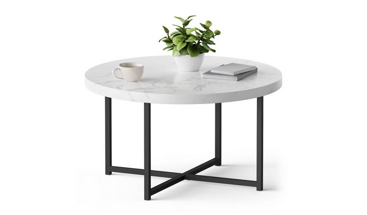 Vonhaus Mosley Round Marble Effect Coffee Table - White