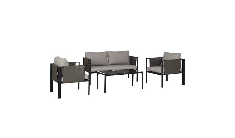 Outsunny 4 Piece Metal Garden Sofa Set - Light Grey