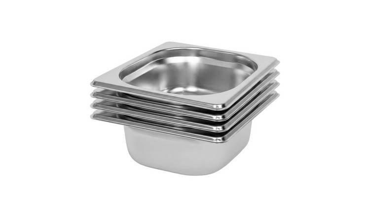 Argon Tableware Steel Gastronorm Containers 1/6 - 1L - Set of 4