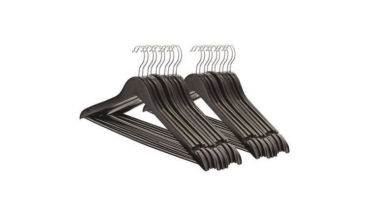 Harbour Housewares Wooden Coat Hangers - Black - Pack of 20