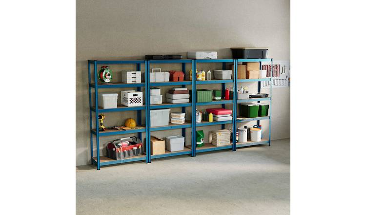 Home Vida 5 Tier 4 Bay Garage Shelf - Blue