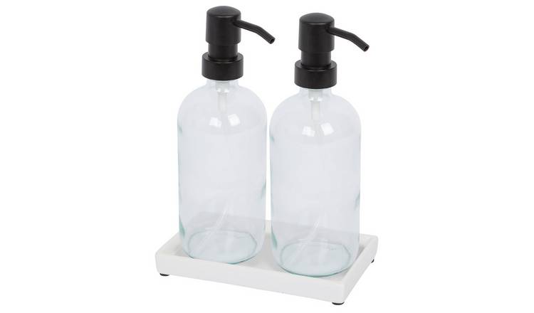 Harbour Housewares 2pc Soap Dispenser Set  - Clear
