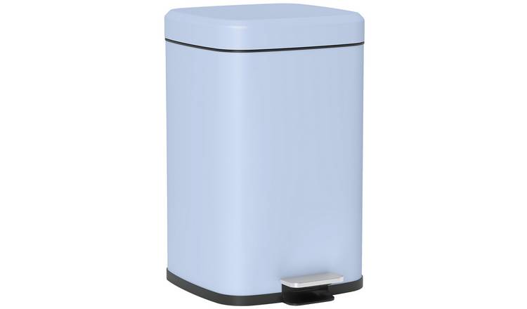 HOMCOM 20L Fingerprint Proof Pedal Bin with Removable Inner Bucket- Light Blue