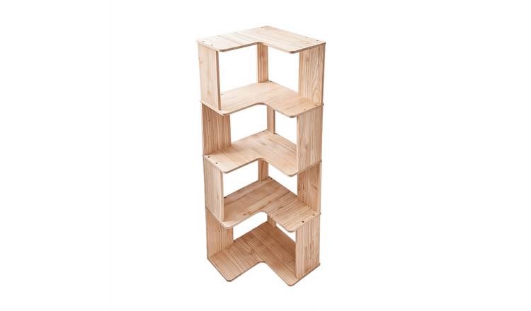 Living and Home Wooden L-shaped Corner Bookshelf - 4 Tier