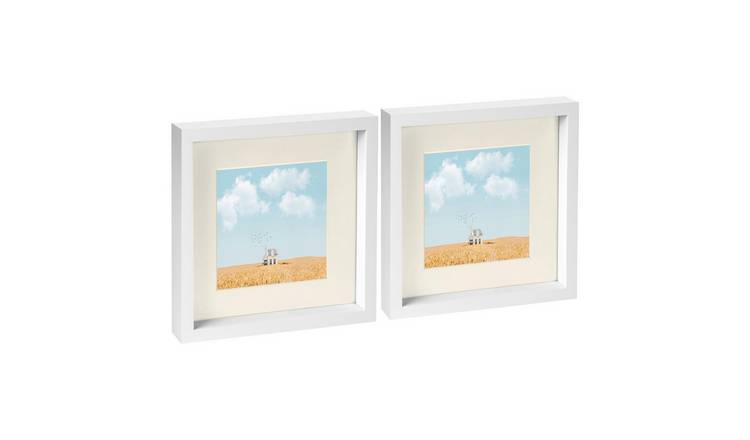 Nicola Spring 3D Box Photo Frames - 10" x 10" with Mount - Set of 2 - White