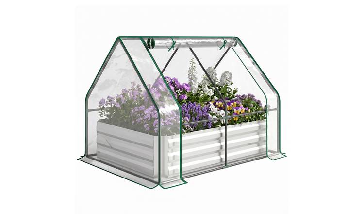 Outsunny Steel Raised Garden Bed with Plastic Cover - Clear