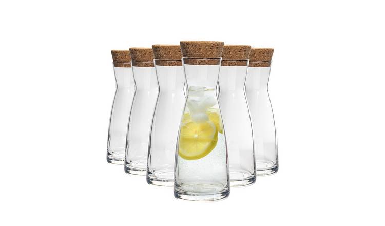 Bormioli Rocco Ypsilon Glass Carafes With Cork Lids - 1.1 Litre - Pack of 6