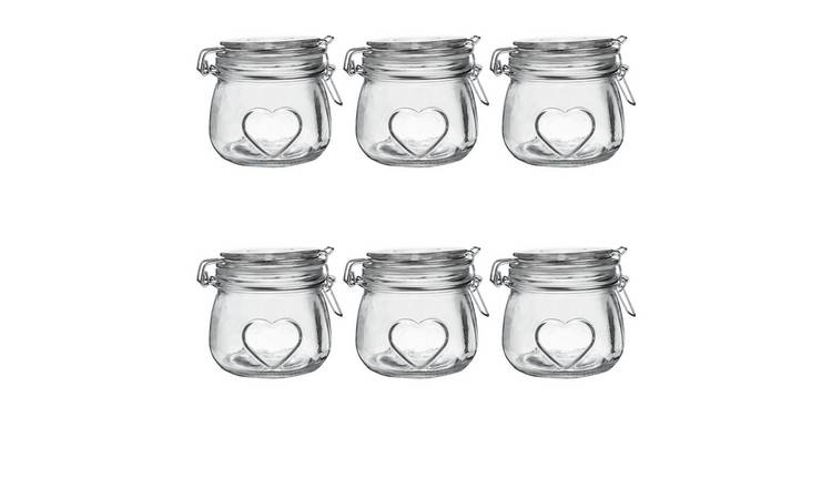 Nicola Spring Heart Glass Storage Jars - Pack of 6