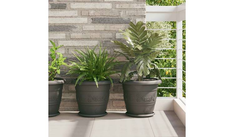 Walplus Pack of 24 Plastic Plant Pot - Black - 34 x 34 x 28 cm