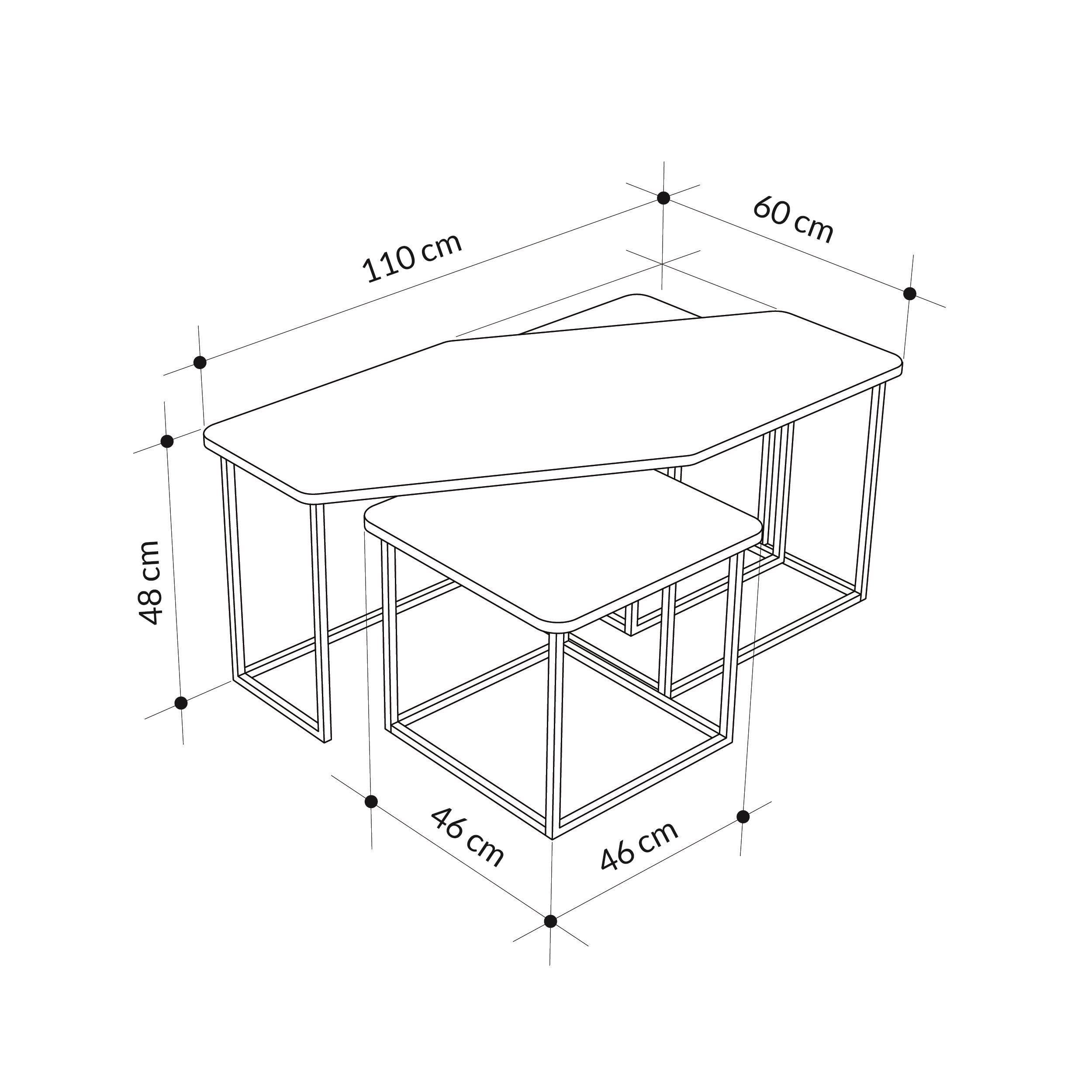 Decortie Nesty Nesting Coffee Table - Oak & Marble Effect - Image 7