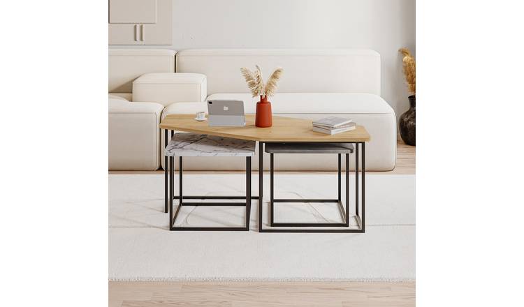 Decortie Nesty Nesting Coffee Table - Oak & Marble Effect
