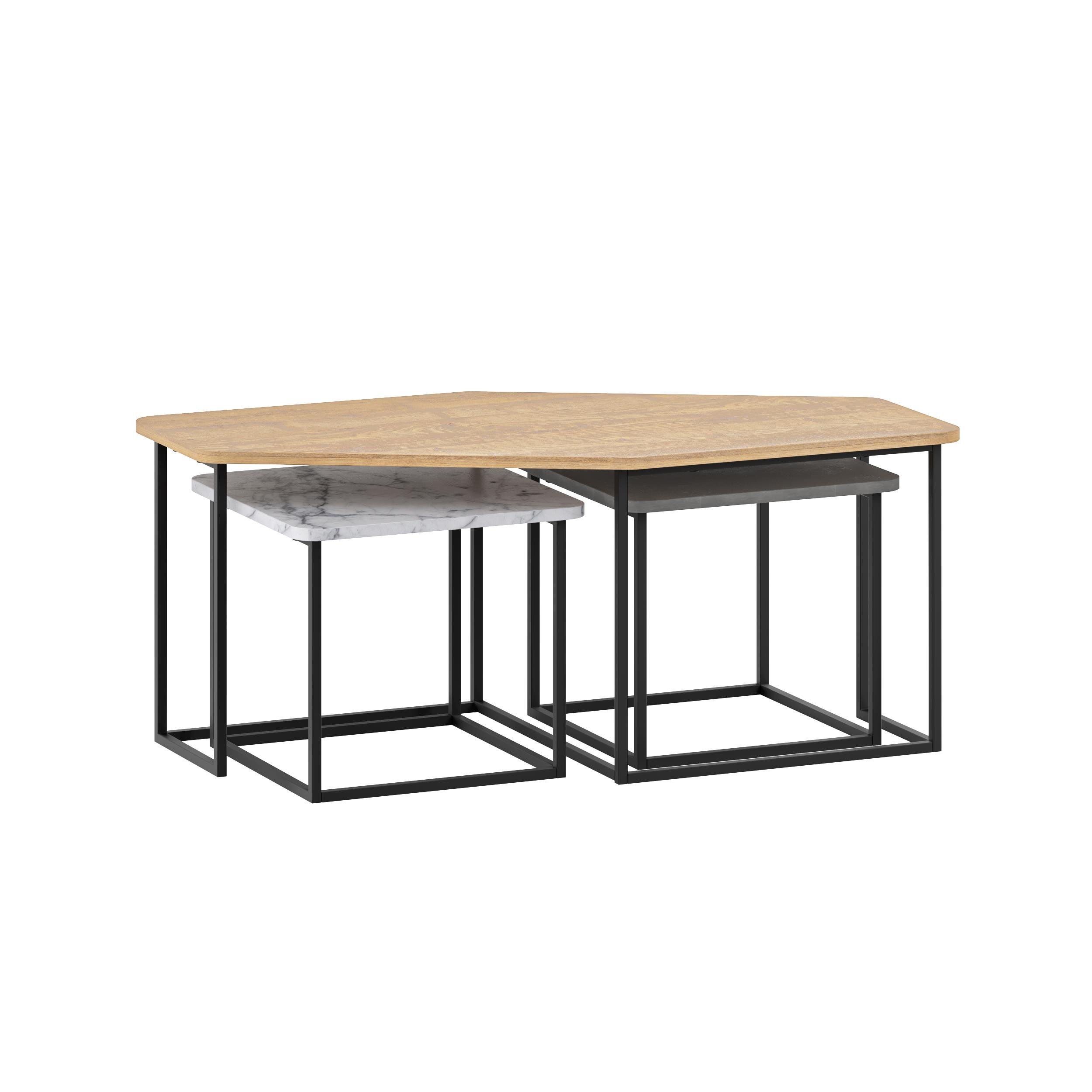 Decortie Nesty Nesting Coffee Table - Oak & Marble Effect - Image 2