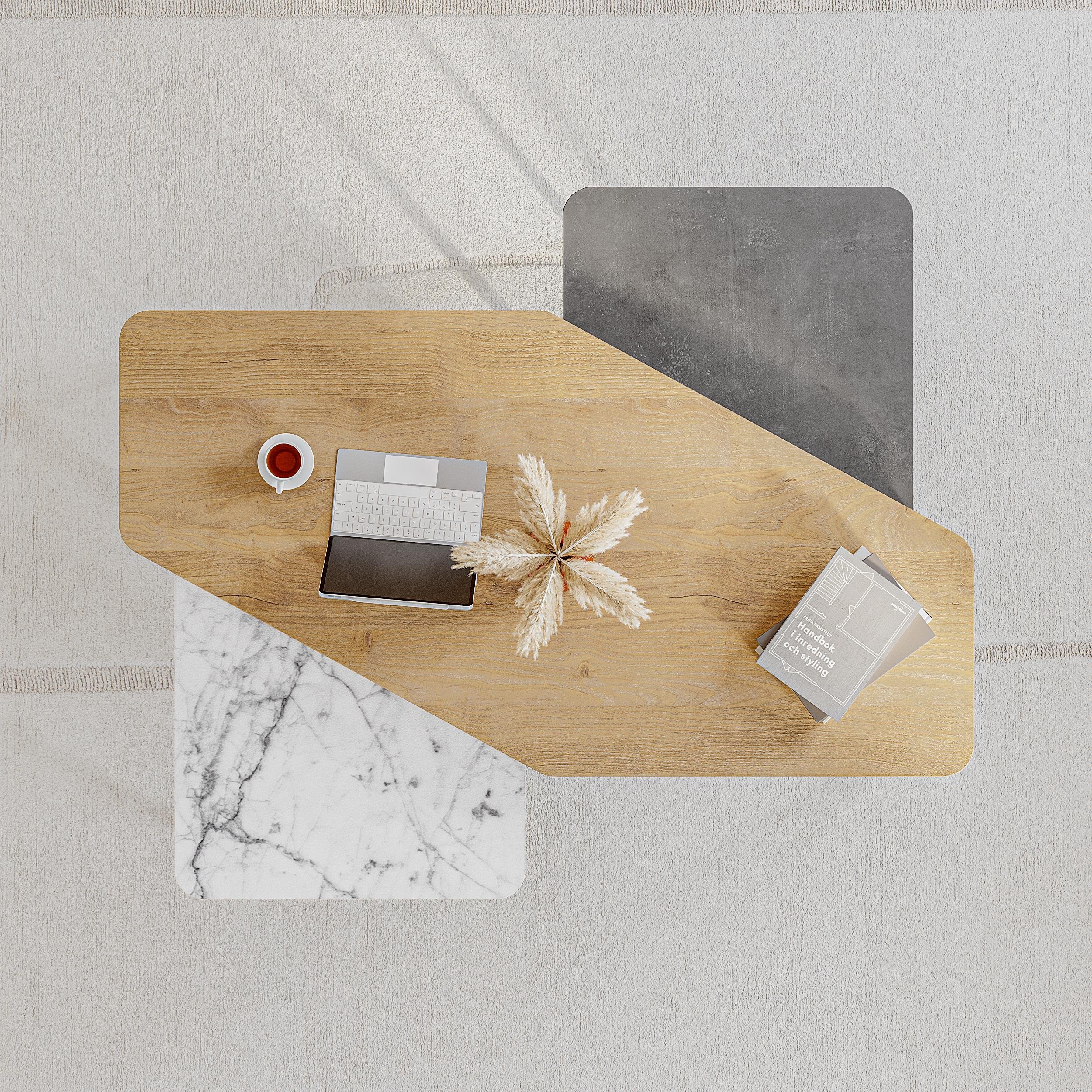 Decortie Nesty Nesting Coffee Table - Oak & Marble Effect - Image 6
