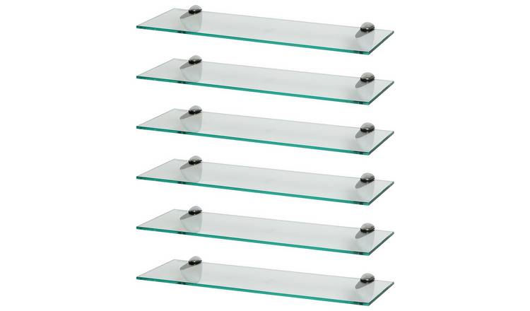 Harbour Housewares Floating Glass Wall Shelf Set - Set of 6