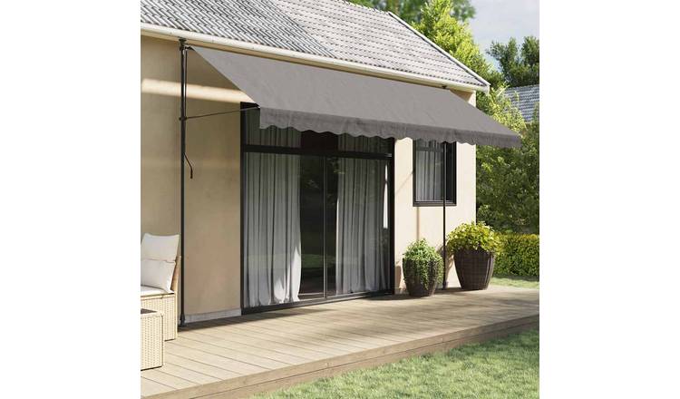 Walplus Polyester Retractable Awning - Anthracite - 400 x 150 cm