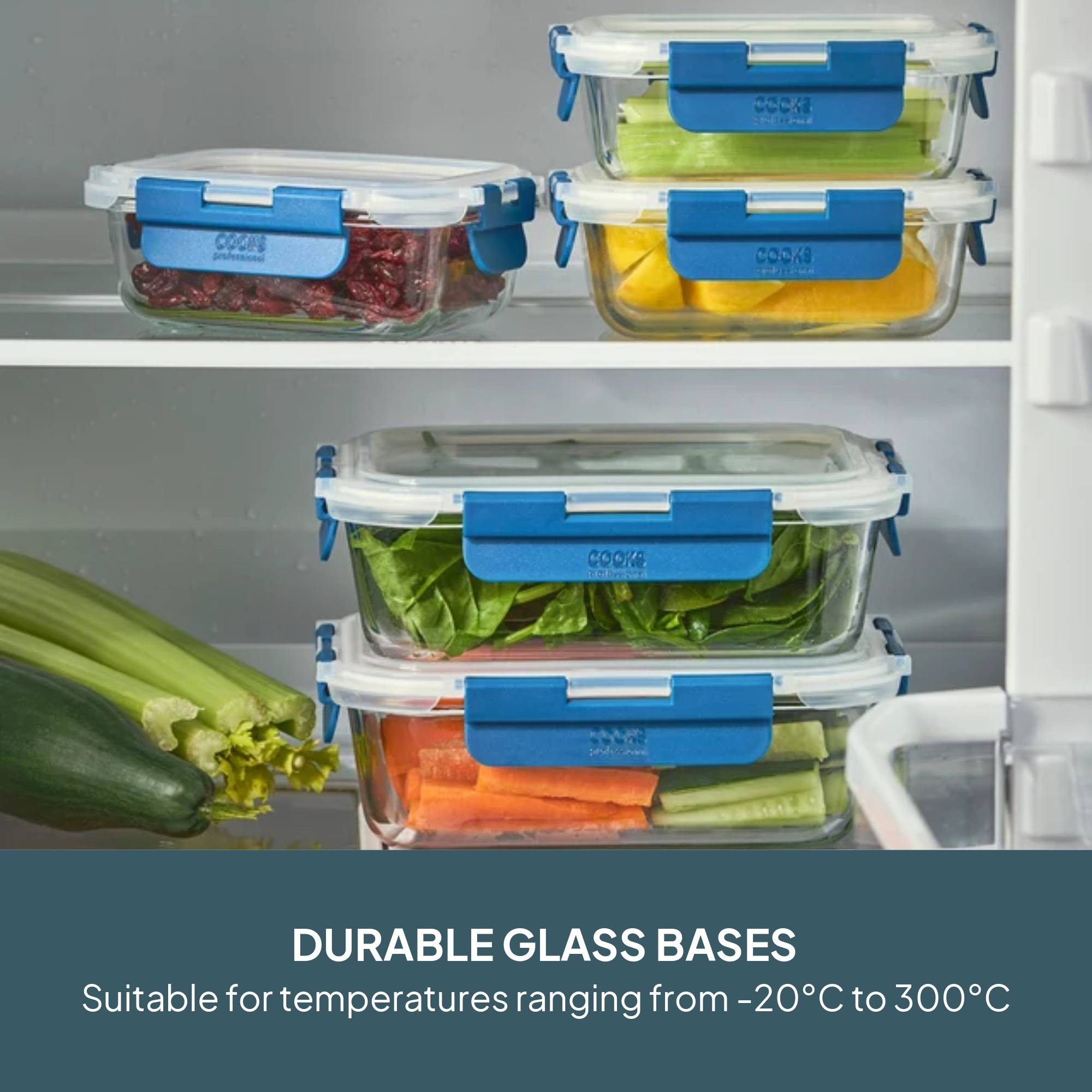 Cooks Professional Set of 10 Oven Safe Glass Food Storage Jars with Plastic Lids - Image 3