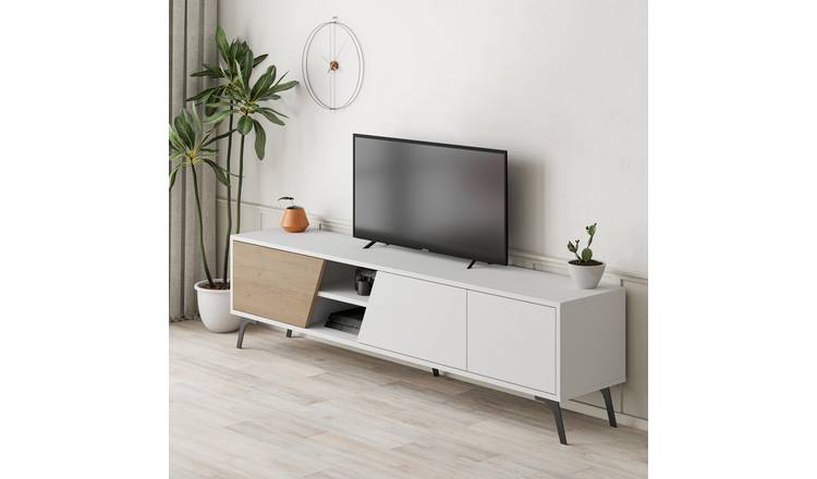 Decortie Fiona Particleboard TV Stand - White & Oak