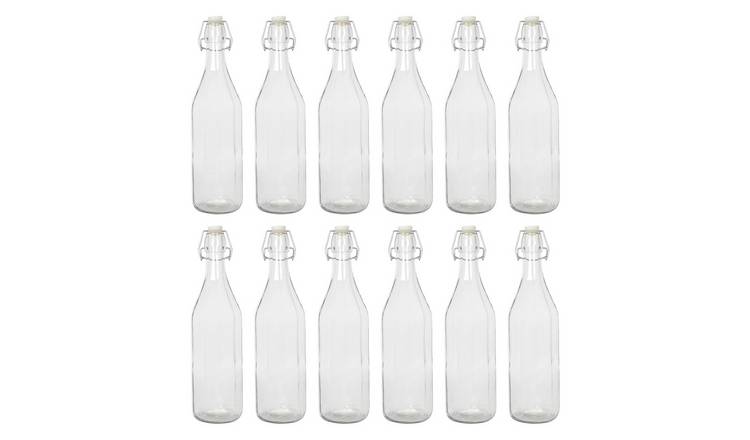 Argon Tableware Glass Bottles with Swing Top - Pack of 12