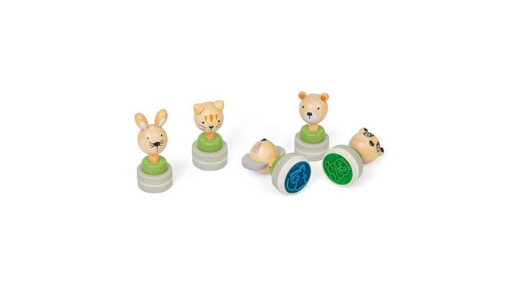 Bigjigs Toys Wooden Ink Stampers (Pack of 5) - 3 Years +