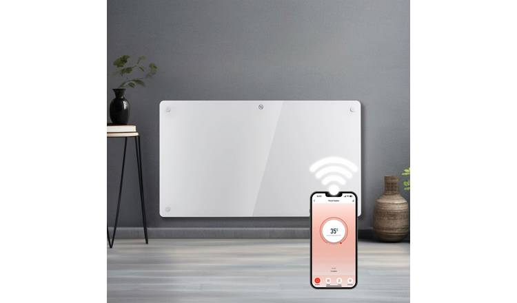 Futura 1500W Smart WiFi Electric Panel Heater - White Glass