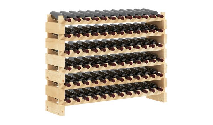 Homcom 72 Bottle 6 Tier Wooden Wine Rack - Natural