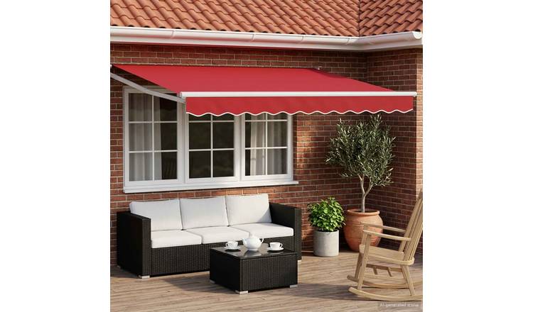 Walplus Electric Aluminium Retractable Awning - Red and White - 300 x 250 cm